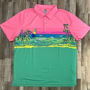 Chubbies Pink and Green Tropical Polo Shirt